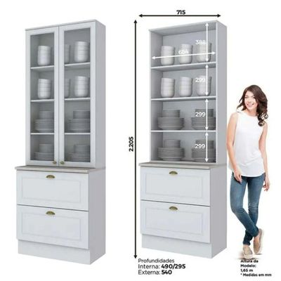 Cozinha Modulada 7 Peças 11 Portas 5 Gavetas Americana Henn Branco