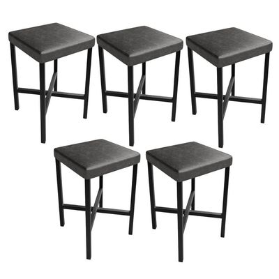 Kit 05 Banquetas Baixa Bar Cozinha Sala De Jantar Preto Stella L02 Couríssimo Preto - Lyam Decor