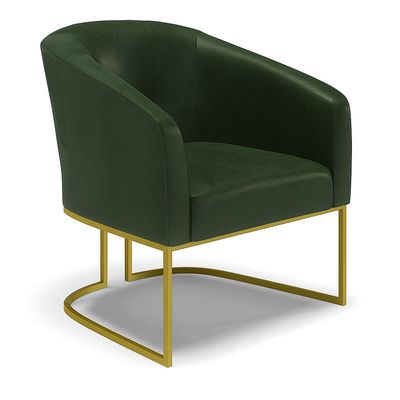 Poltrona Decorativa Industrial Dourado Stella Sintético PU Verde D03 - D'Rossi
