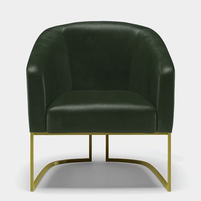 Poltrona Decorativa Industrial Dourado Stella Sintético PU Verde D03 - D'Rossi