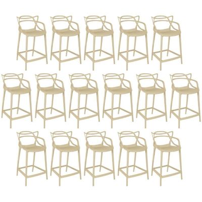 Kit 16 Banquetas Média Allegra 66cm Design Cozinha/bancada - Nude