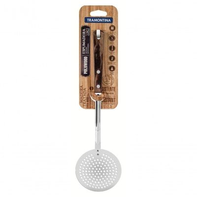 Espumadeira Tramontina Inox Polywood Castanho