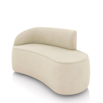 Sofá 2 Lugares Orgânico 160cm Pé Dourado Morgan Suede Bege D03 - D'Rossi