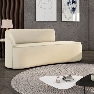 Sofá 2 Lugares Orgânico 160cm Pé Dourado Morgan Suede Bege D03 - D'Rossi