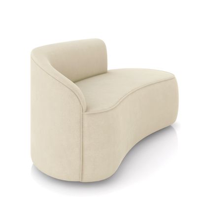 Sofá 2 Lugares Orgânico 160cm Pé Dourado Morgan Suede Bege D03 - D'Rossi