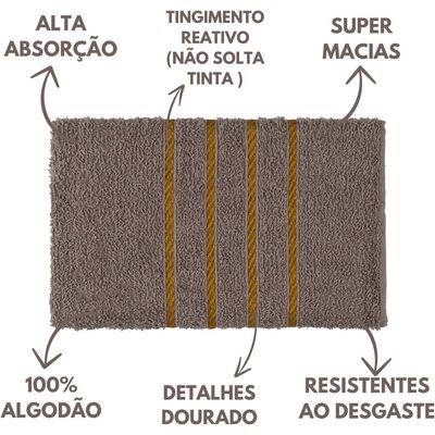 Jogo de Toalha 2 Banho + 2 Rosto Montreal 100% Algodão Alta Absorção - Cinza