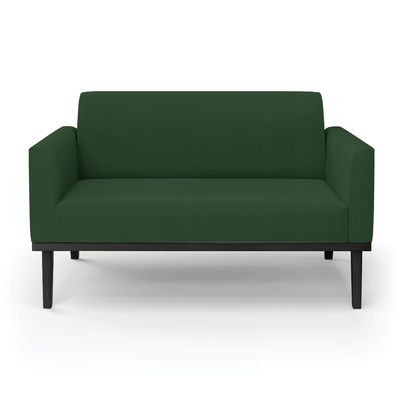 Sofá Namoradeira Base de Madeira Fixa Preto Marisa Veludo Verde