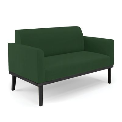 Sofá Namoradeira Base de Madeira Fixa Preto Marisa Veludo Verde