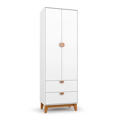 Guarda-Roupa Infantil Magia 2 Portas 2 Gavetas Branco e Amadeirado