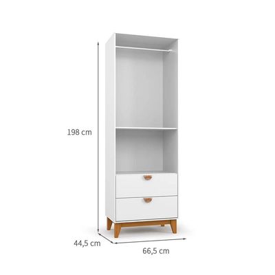 Guarda-Roupa Infantil Magia 2 Portas 2 Gavetas Branco e Amadeirado