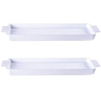 Kit 2 Travessas de Porcelana com Alças Tramontina Refratário Retangular Branco Maria Augusta