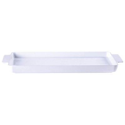 Jogo 4 Travessas de Porcelana 36x19cm Maria Augusta Retangular Rasa Branco Tramontina Bandeja