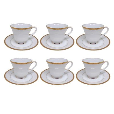 Jogo de xícaras chá em porcelana Noritake Toorak Gold 6 peças