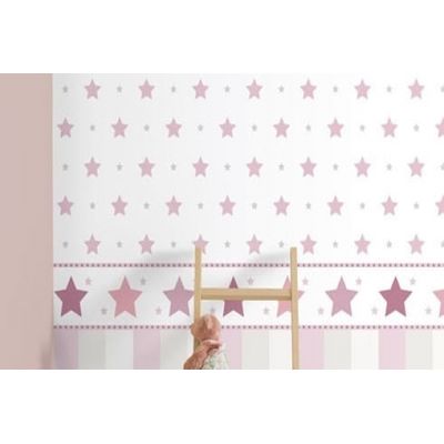 Faixa de Parede Treboli Estrelas Rosas 5942