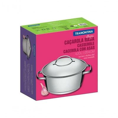 Caçarola Rasa 24cm Tramontina Allegra Aço Inox