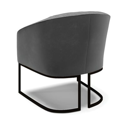 Poltrona Stella Corano Preto com Linho Grafite A26 Base Industrial Preto - D'Rossi