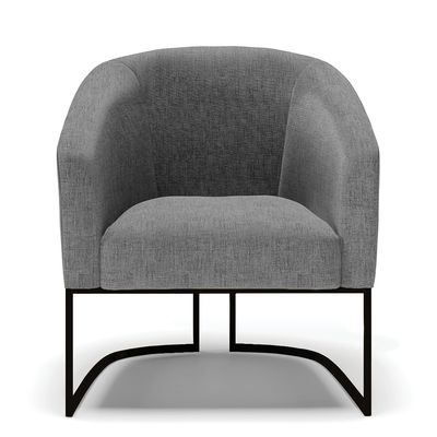 Poltrona Stella Corano Preto com Linho Grafite A26 Base Industrial Preto - D'Rossi