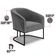 Poltrona Stella Corano Preto com Linho Grafite A26 Base Industrial Preto - D'Rossi