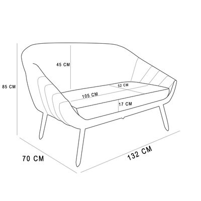 Kit 01 Namoradeira 02 Lugares e 02 Poltronas Giovana Suede Cinza Pés Palito De Ferro D03 - D'Rossi