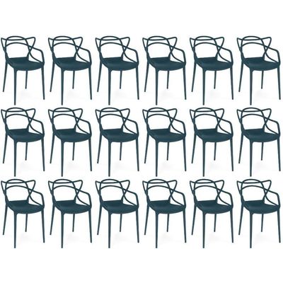 Kit 18 Cadeiras De Jantar Allegra Design Empilhável - Azul Marinho
