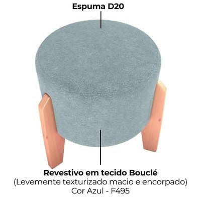 Puff Decorativo Para Sala Luxo 44x44 Cm Boucle F495 Milani Store Azul