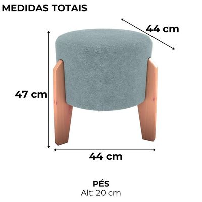 Puff Decorativo Para Sala Luxo 44x44 Cm Boucle F495 Milani Store Azul