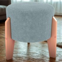 Puff Decorativo Para Sala Luxo 44x44 Cm Boucle F495 Milani Store Azul
