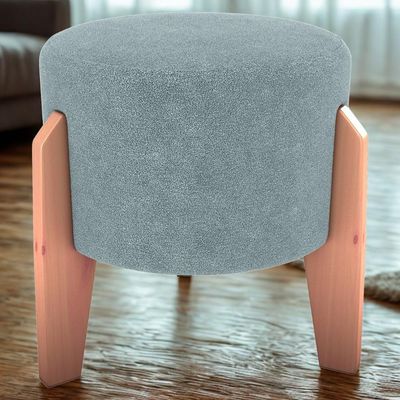 Puff Decorativo Para Sala Luxo 44x44 Cm Boucle F495 Milani Store Azul