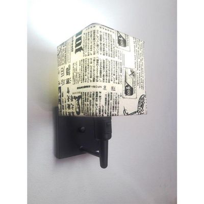 Arandela Quadrada Vivare Md-2019 Com Interruptor Cúpula Em Tecido - Bivolt Preto-ny-jornal 127-220v