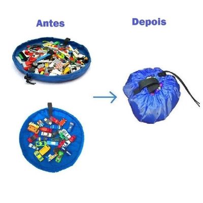Saco Tapete Organizador Brinquedos Lego Portatil Vira Bolsa Infantil Mini Crianças Bebe Multiuso