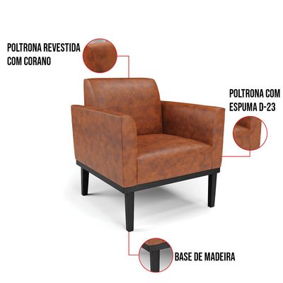 Poltrona Base de Madeira Fixa Preto Marisa Corano Nozes