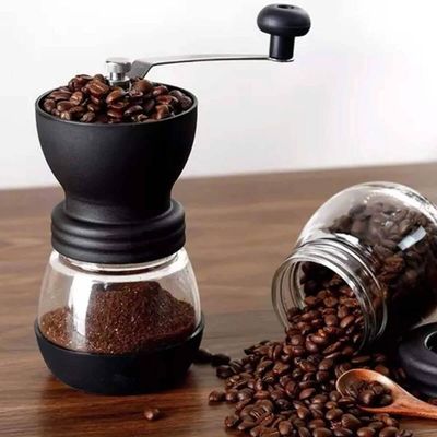 Conjunto Moedor Manual de Café e 4 Xícaras de Café Curto Expresso 100ml Cristal Lyor