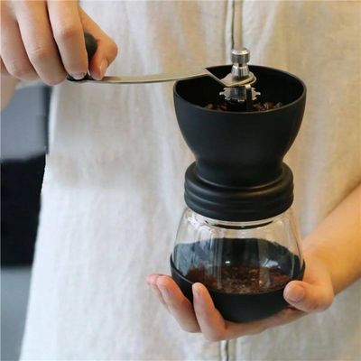 Conjunto Moedor Manual de Café e 4 Xícaras de Café Curto Expresso 100ml Cristal Lyor