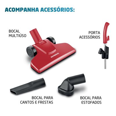 Aspirador de Pó Mondial Turbo AP36 Vermelho com Preto  220V 220V