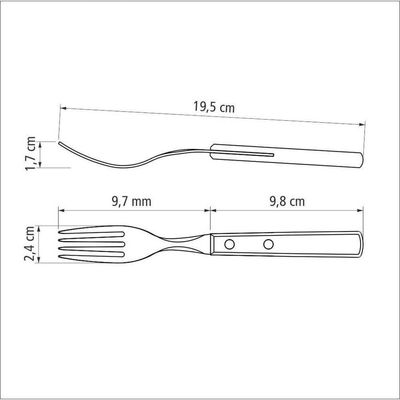 Garfo De Mesa Tramontina Inox Cabo Polywood Castanho
