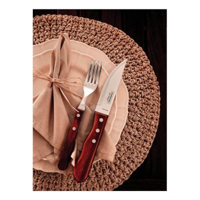 Garfo Jumbo Tramontina Churrasco Aço Inox Cabo Vermelho