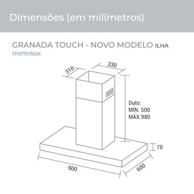 Coifa Ilha Granada 90 Cm Inox Suggar 110V