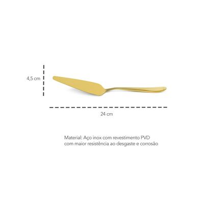 Espatula e Garfo de Bolo Dourado Talheres Sobremesa Inox 7un