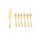 Espatula e Garfos de Bolo Dourado Sobremesa Inox Kit 7un