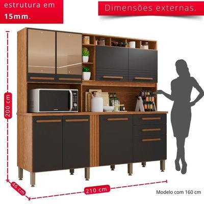 Cozinha 8 Portas 2 Gavetas Aurora Com Espelho - Tudo De Móveis Cinamomo/off