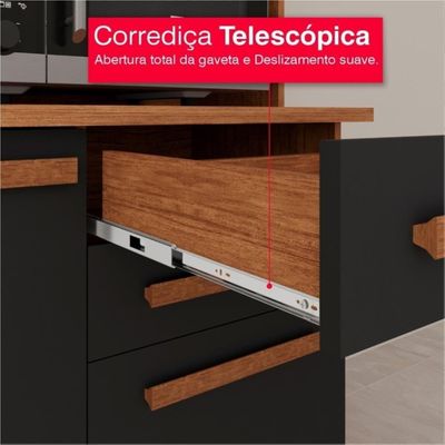 Cozinha 8 Portas 2 Gavetas Aurora Com Espelho - Tudo De Móveis Cinamomo/off