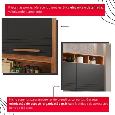 Cozinha 8 Portas 2 Gavetas Aurora Com Espelho - Tudo De Móveis Cinamomo/off