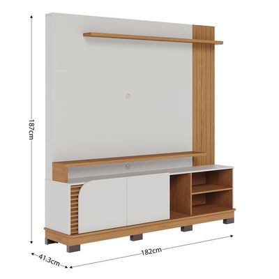 Estante Home Jurerê 1.8 Off White Matte Freijó Para Tv Até 75 - Colibri Off White Matte Freijó