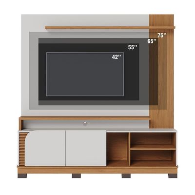 Estante Home Jurerê 1.8 Off White Matte Freijó Para Tv Até 75 - Colibri Off White Matte Freijó