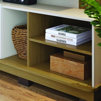 Estante Home Jurerê 1.8 Off White Matte Freijó Para Tv Até 75 - Colibri Off White Matte Freijó