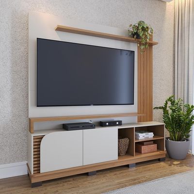 Estante Home Jurerê 1.8 Off White Matte Freijó Para Tv Até 75 - Colibri Off White Matte Freijó