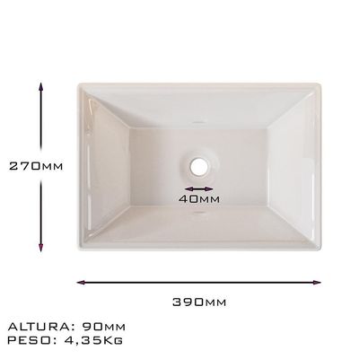 Kit 2 Cubas Pia De Apoio Torino - Mármore Sintético Retangular - Movelove