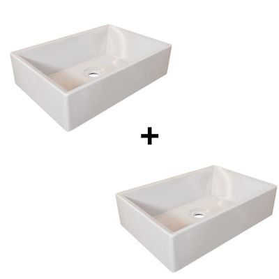 Kit 2 Cubas Pia De Apoio Torino - Mármore Sintético Retangular - Movelove