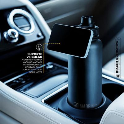 Garrafa Térmica com Suporte MagSafe, Aço Inoxidável - 540ml - Preta -  MagRing - Gshield