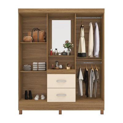 Guarda-Roupa Solteiro Embers 4 Portas 2 Gavetas Amêndola e Off White
